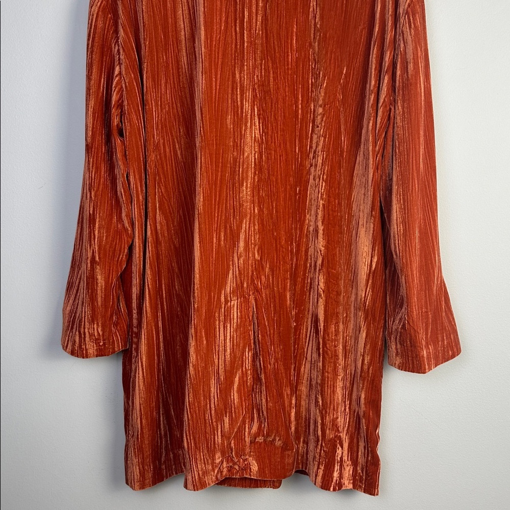 NWOT Free People Daria Crinkle Velvet Long Blazer XL Cinnamon Slouchy Oversized - Picture 12 of 16